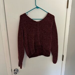 Pink Rose Deep Red V-Neck Sweater